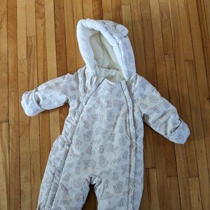Fleece lined baby snowsuit bunting 6m